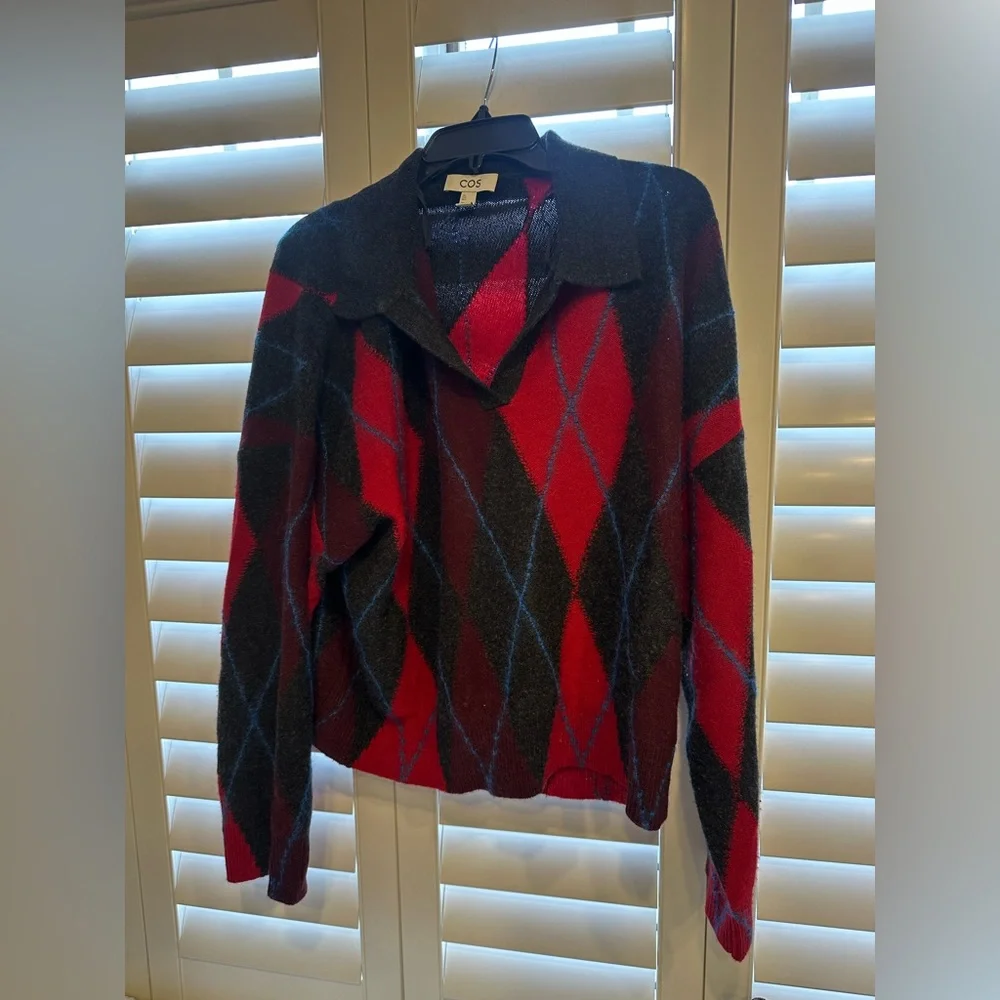 COS polo collar argyle oversize sweater - Picture 4 of 7
